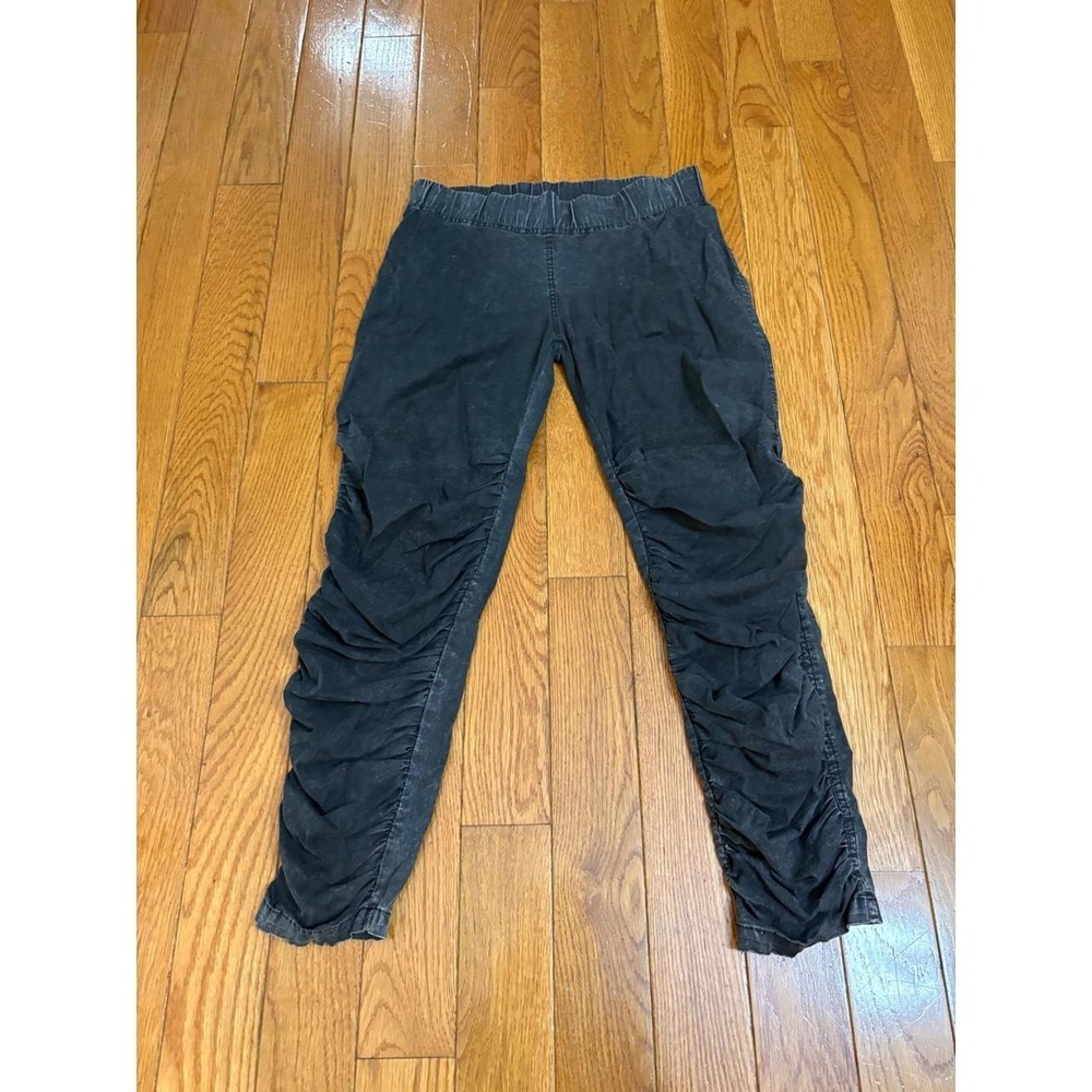 Figwood Black Acid Wash Ruched Stacked Cotton Leggings Pants Womens Small
